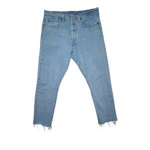 Levi’s 501® S Skinny Jeans – W31 L28 – Button Fly – Light Wash – Frayed Hem